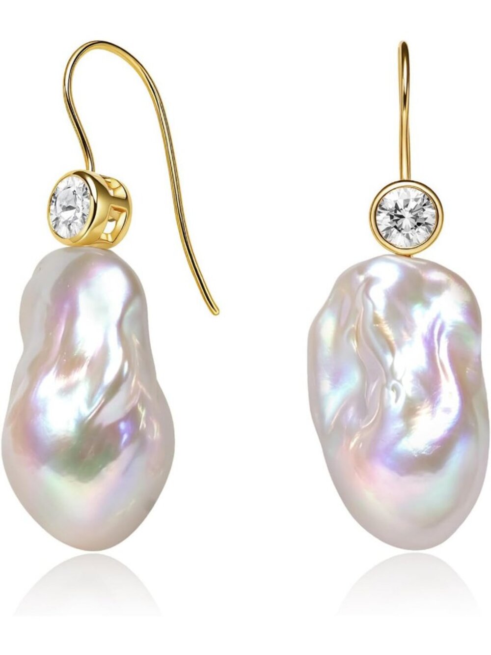 Elegant S925 Sterling Silver Baroque Pearl Drop Earrings for Women, 12-14mm